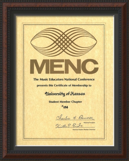 Certificate of Membership: University of Kansas, Student Chapter