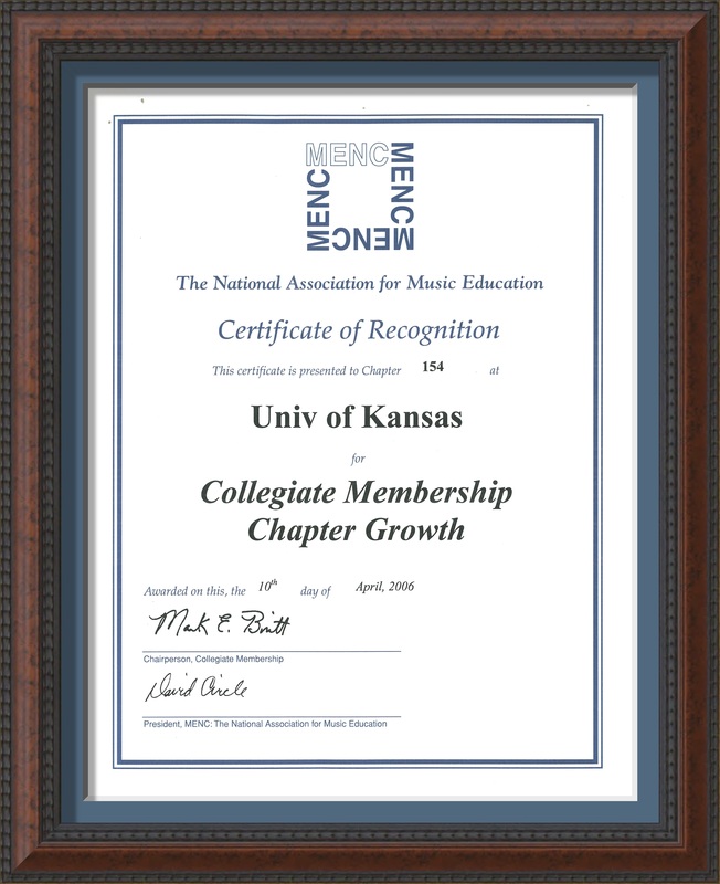 Certificate of Recognition, Collegiate Membership Chapter Growth, 2006